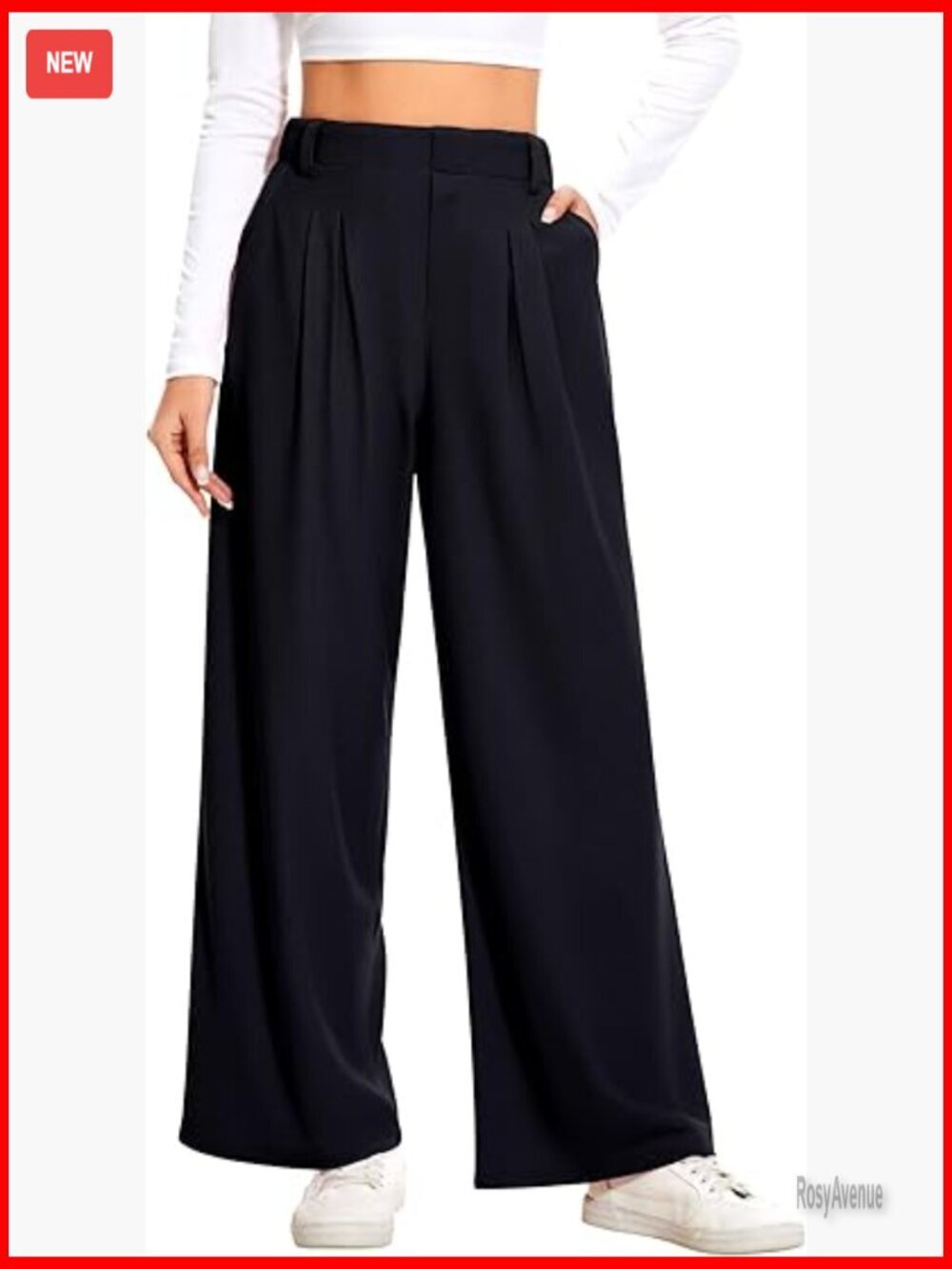 Stretchy Wide Leg Work Pants High Waisted Palazzo Trousers with Pockets
